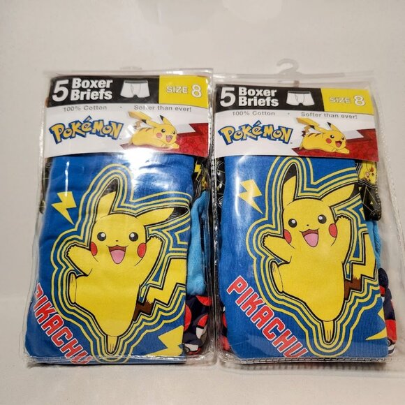 NEW 10 Pokemon size 8 boxer briefs underwear boxers boy's 100% Cotton Bundle NEW - Picture 1 of 3